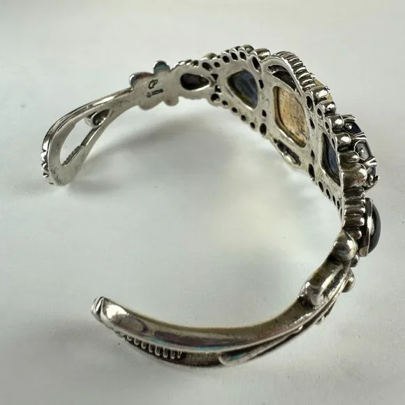 Carolyn Pollack Sterling Silver Cuff Bracelet Jasper & Lapis Lazuli - Picture 2 of 5